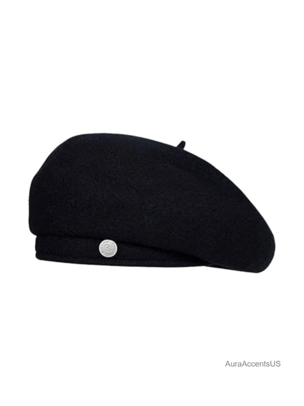 French Chic Wool Blend Beret with Metal Detail Artist Hat for Style Creative